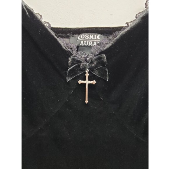 Hot Topic 2 Plus Size Cosmic Aura Black Velvet Lace Midi Dress 2X 18 20 - Picture 5 of 8